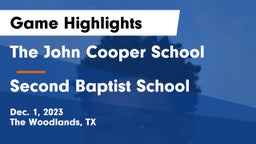 The John Cooper School vs Second Baptist School Game Highlights - Dec. 1, 2023