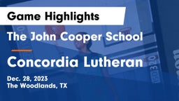 The John Cooper School vs Concordia Lutheran  Game Highlights - Dec. 28, 2023