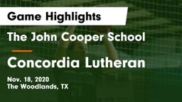The John Cooper School vs Concordia Lutheran  Game Highlights - Nov. 18, 2020