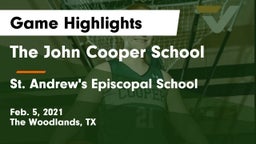 The John Cooper School vs St. Andrew's Episcopal School Game Highlights - Feb. 5, 2021