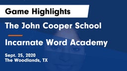 The John Cooper School vs Incarnate Word Academy Game Highlights - Sept. 25, 2020