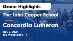 The John Cooper School vs Concordia Lutheran  Game Highlights - Oct. 9, 2020