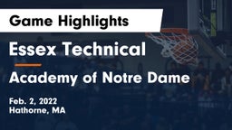Essex Technical  vs Academy of Notre Dame Game Highlights - Feb. 2, 2022