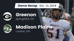 Recap: Greenon  vs. Madison Plains  2018