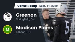 Recap: Greenon  vs. Madison Plains  2020