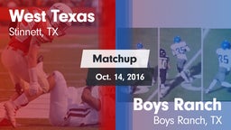 Matchup: West Texas High vs. Boys Ranch  2016
