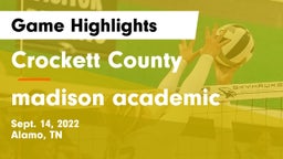 Crockett County  vs madison academic Game Highlights - Sept. 14, 2022