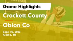 Crockett County  vs Obion Co Game Highlights - Sept. 20, 2022