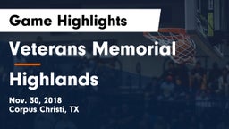 Veterans Memorial  vs Highlands  Game Highlights - Nov. 30, 2018
