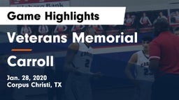 Veterans Memorial  vs Carroll  Game Highlights - Jan. 28, 2020