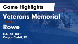 Veterans Memorial  vs Rowe  Game Highlights - Feb. 18, 2021