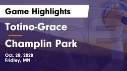 Totino-Grace  vs Champlin Park  Game Highlights - Oct. 28, 2020