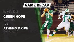 Recap: Green Hope  vs. Athens Drive  2016