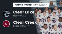 Recap: Clear Lake  vs. Clear Creek  2017