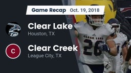 Recap: Clear Lake  vs. Clear Creek  2018
