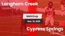 Matchup: Langham Creek High vs. Cypress Springs  2018