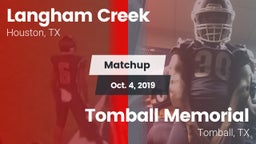 Matchup: Langham Creek High vs. Tomball Memorial 2019