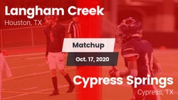 Matchup: Langham Creek High vs. Cypress Springs  2020