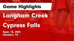 Langham Creek  vs Cypress Falls  Game Highlights - Sept. 13, 2022