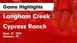 Langham Creek  vs Cypress Ranch  Game Highlights - Sept. 27, 2022