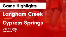 Langham Creek  vs Cypress Springs  Game Highlights - Oct. 14, 2022