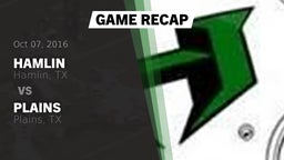 Recap: Hamlin  vs. Plains  2016