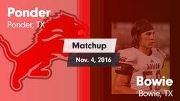 Matchup: Ponder  vs. Bowie  2016