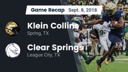 Recap: Klein Collins  vs. Clear Springs  2018
