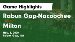 Rabun Gap-Nacoochee  vs Milton  Game Highlights - Nov. 5, 2020