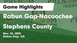 Rabun Gap-Nacoochee  vs Stephens County  Game Highlights - Nov. 24, 2020
