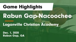 Rabun Gap-Nacoochee  vs Loganville Christian Academy  Game Highlights - Dec. 1, 2020