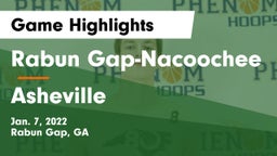 Rabun Gap-Nacoochee  vs Asheville  Game Highlights - Jan. 7, 2022