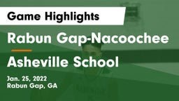 Rabun Gap-Nacoochee  vs Asheville School Game Highlights - Jan. 25, 2022