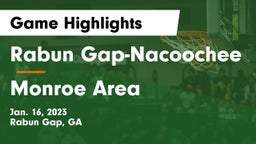 Rabun Gap-Nacoochee  vs Monroe Area  Game Highlights - Jan. 16, 2023