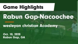 Rabun Gap-Nacoochee  vs wesleyan christian Academy Game Highlights - Oct. 10, 2020