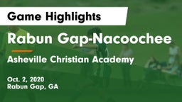 Rabun Gap-Nacoochee  vs Asheville Christian Academy Game Highlights - Oct. 2, 2020