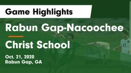 Rabun Gap-Nacoochee  vs Christ School Game Highlights - Oct. 21, 2020