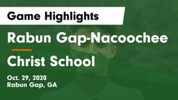 Rabun Gap-Nacoochee  vs Christ School Game Highlights - Oct. 29, 2020