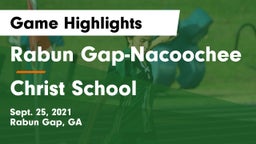 Rabun Gap-Nacoochee  vs Christ School Game Highlights - Sept. 25, 2021