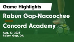 Rabun Gap-Nacoochee  vs Concord Academy Game Highlights - Aug. 12, 2022