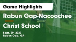 Rabun Gap-Nacoochee  vs Christ School Game Highlights - Sept. 29, 2022