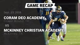 Recap: Coram Deo Academy  vs. McKinney Christian Academy 2016