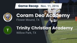 Recap: Coram Deo Academy  vs. Trinity Christian Academy 2016