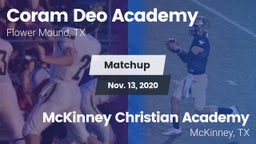 Matchup: Coram Deo Academy vs. McKinney Christian Academy 2020