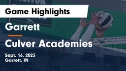 Garrett  vs Culver Academies Game Highlights - Sept. 16, 2023