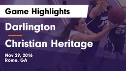 Darlington  vs Christian Heritage  Game Highlights - Nov 29, 2016