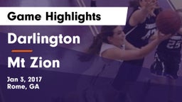 Darlington  vs Mt Zion Game Highlights - Jan 3, 2017