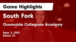 South Fork  vs Oceanside Collegiate Academy Game Highlights - Sept. 2, 2022