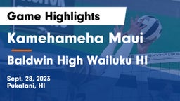 Kamehameha Maui  vs Baldwin High Wailuku HI Game Highlights - Sept. 28, 2023