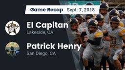 Recap: El Capitan  vs. Patrick Henry  2018